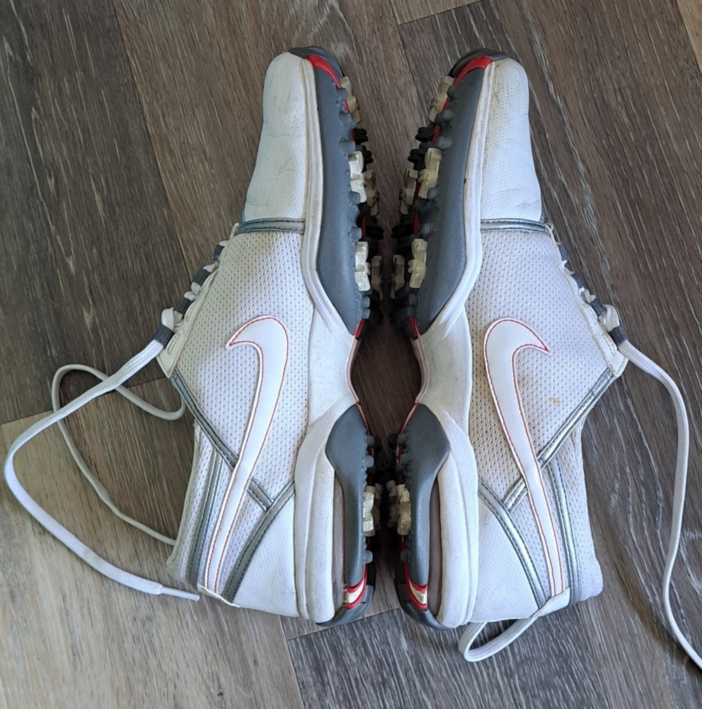 NIKE AIR Womens 317620-111 TAC Traction at Contact Golf Shoes Size 9 White Red - Picture 4 of 11